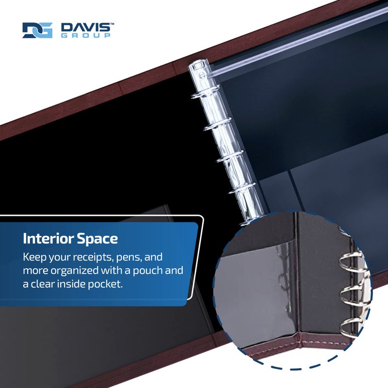 Davis Group مجلد دفاتر الشيكات التجارية الفاخر من ديفيس جروب، بثلاثة أقسام، أساسيات للشيكات للشركات الكبيرة والصغيرة، لون عنابي - Image 4